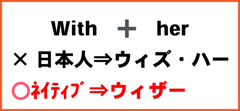 ネイティブの「with her」の発音