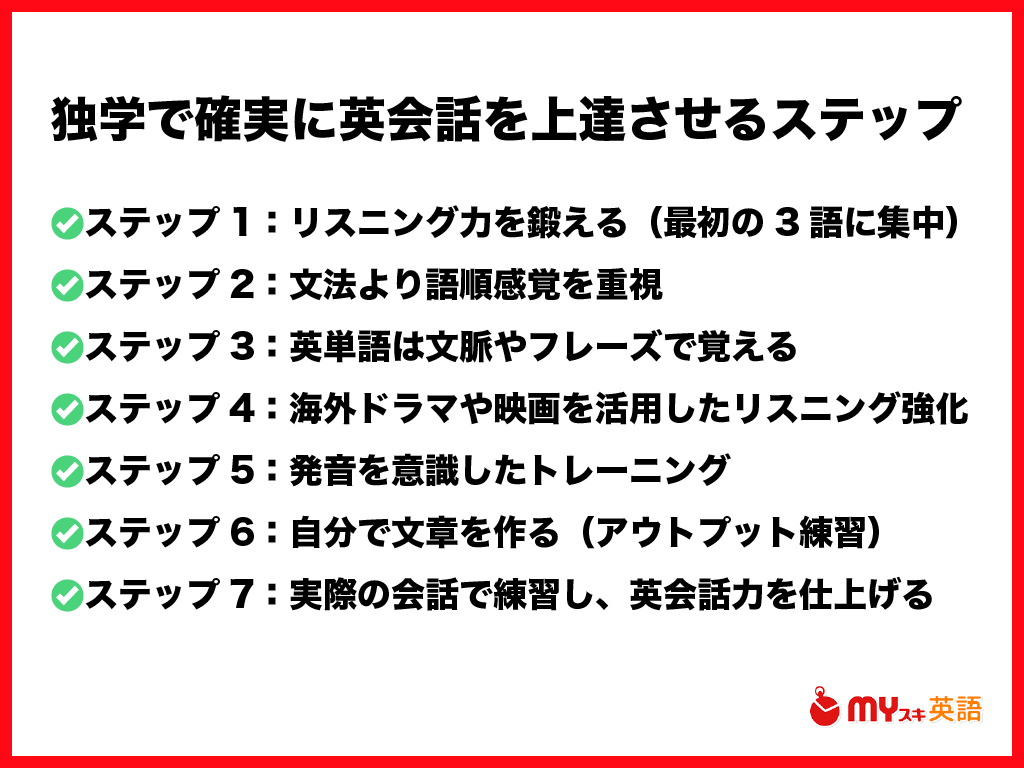 まとめ：独学で確実に英会話を上達させる7つのステップ