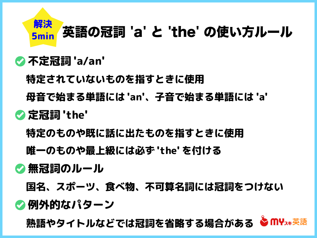 まとめ：英語の冠詞のルーツと使い方