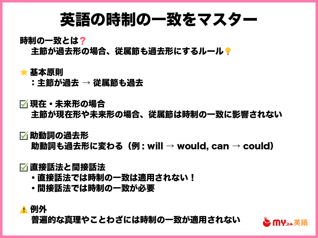 まとめ：時制の一致は慣れるだけ