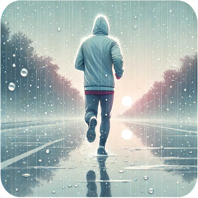 Although it was raining, I went jogging.